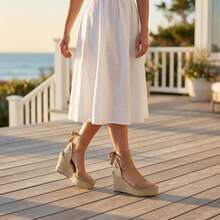 Versatile Summer Sandals Featured In A Stylish Lace-Up Design. Wear Them With Minimalist Bohemian Style, Beach Holiday Style, Or Workplace Casual Style. - Lạc đà - Xem 3