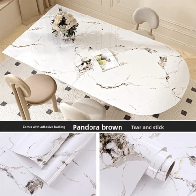 1 Cuộn Giấy Dán Tường Họa Tiết Vân Đá, Giấy Dán Tường Bóng, Họa Tiết Hình Học, Giấy Dán Tường PVC Chống Thấm Nước và Chống Dầu, Phụ Kiện Nhà Bếp, Dễ Dỡ Và Dán, Dùng Để Trang Trí Nhà Cửa, Giấy Dán Tường Nghệ Thuật, Trang Trí Tường, Phong Cách Cải Tạo Đơn Giản, Tự Dính