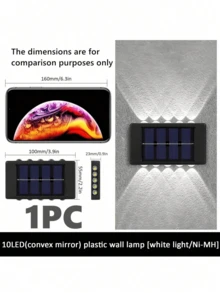 1 đèn LED tường năng lượng mặt trời 10 bóng/8 bóng/6 bóng, đèn LED ngoài trời năng lượng mặt trời, trang bị 10 bóng LED, chiếu sáng lên và xuống, tùy chọn ánh sáng trắng ấm/trắng, thích hợp cho ngoài trời, sân, vườn, hành lang, trang trí tường. - nhiều màu - Xem 16