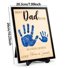 Best Dad Ever Handprint Frame, Father's Day DIY Handprint Kit, Personalized Dad Gift From Kids, Wooden Picture Frame For Father, Baby Handprint Footprint Keepsake, Dad Birthday Gift - Multicolor - View 3