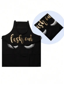 MyAoKuE-Up 1Pc Eyelash Pattern Apron, Hand-Sewn Artificial Eyelashes Professional Apron, Eyelash And Nails Beautification Apron, Anti-Stain Kitchen Apron, Eyelash Extension Tools - Multicolor - View 3