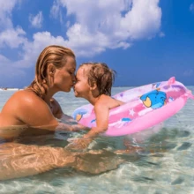 儿童游泳池漂浮圈，带座椅和双把手，儿童浴缸配件 - 粉色 - 查看 6