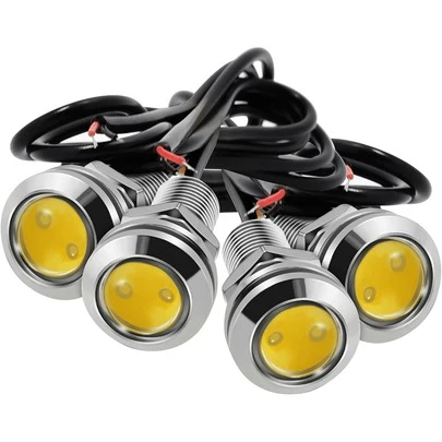 4 قطع مصابيح LED COB عين النسر 18 مم 12 فولت للضباب والإضاءة النهارية والرجوع للخلف والإضاءة الخلفية للسيارات والدراجات النارية