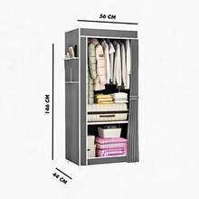 Simple Style Dustproof Fabric Zipper Wardrobe Organizer For Bedroom - 146X56X44 RANDOM - View 3