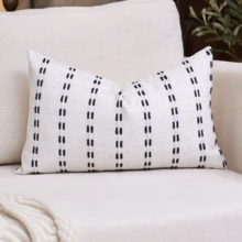 1pc/2pcs Black Cotton Linen Striped Throw Pillow Cover, Minimalist Modern Farmhouse Style For Living Room, Bedroom, Sofa, Home Decor, Suitable For All Seasons, Also Great As Gift - Kapok - Black - View 19