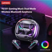 Lenovo 联想TG101游戏耳机，蓝牙低延迟，支持长待机，游戏音乐双模式，半入耳式耳塞，适用于PC和手机，蓝牙耳机 - 黑色 - 查看 2