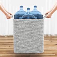 1pc Large Capacity Gray Zipper Storage Bag, Upgraded Clothes Organizer Bag, Toy Storage Bag, Moving Packing Bag, Classic Miscellaneous Storage Bag, Fishbone Pattern Storage Bag, Dual-Way Metal Zipper, Sturdy Handle, Soft Fabric, Precise Zipper, Suitable For Home Miscellaneous Storage, Clothing Organization - Grey - View 3