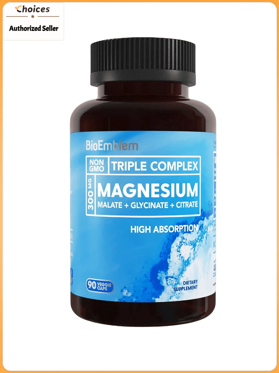 Magnesium Supplement Complex – Glycinate, Malate & Citrate Magnesium Blend | Vegan Non-GMO Dietary Supplement | 300mg | 90 Capsules (1 Bottle) - 1 Bottle - 查看 1