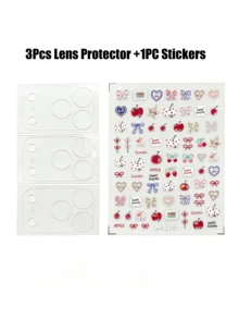 3 piezas Película protectora de lente de cámara + 1 pieza Pegatina, Película protectora de lente mate clara para iPhone 17 Pro Max 17 Pro, Protector de lente básico anti-arañazos - Arco de manzana - Ver 7