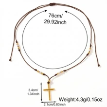 1PC Summer Fashion Simple Cross Necklace, White Crystal Necklace, Lucky Necklace, Couple Necklace, Suitable For Daily Commuting, Holiday Parties, Family And Friends Gifts, Birthday Gifts, Anniversary Gifts - Multicolor - View 4