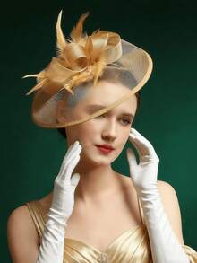 一顶女士羽毛网纱魅力帽，带夹子，适合鸡尾酒会/下午茶会佩戴，日常出行、派对聚会、拍照、优雅休闲，四季皆宜，发饰，德比帽/迷你帽/药盒帽/迷你高顶礼帽/迷你贝雷帽，小巧高顶礼帽，学习用品，礼品，婚礼，派对 - A - 查看 9