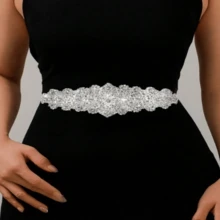 1pc Silver Rhinestone Wedding Belt, Bridal Sash, Handmade Rhinestone Waist Belt, Suitable For Prom Bridesmaid Dresses - Multicolor - View 7