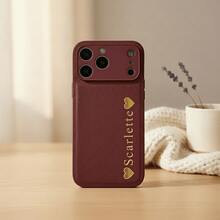 Customized Name 3D Engraving Technology Style Phone Case Compatible With IPhone 17 16 15 14 13 Pro Max And Plus Series With Lychee Texture Shockproof & Scratch-Resistant Camera Lens Protection Sketch-Style Design Perfect Gift For Birthdays Anniversaries A Meaningful Gift - Burgundy - View 6