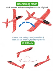 Children's Catapult Foam Airplane With Three Flight Modes: Parallel, Roll, And Spin. Features A Long, Lightweight, And Inertial Gliding Motion. Ideal For Indoor And Outdoor Use, Parks, Parent-Child Interaction, And As A Gift, Game, Or Toy For Boys And Girls. - Multicolor - View 7