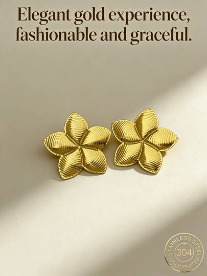 Elegant Gold-Plated Earrings, Stainless Steel Gold-Plated Studs, Elegant Earrings, Hypoallergenic, Nickel-Free, Matte Studs, Chunky Women's Gold-Plated Studs, Elegant Floral Lightweight Hypoallergenic Studs, Vintage Jewelry Prom Gifts, Women's Studs, Fashionable Chunky Unique Pendant Studs, Women's Gold-Plated Earring Sets, Exquisite Gold-Plated Pendant Studs, Hypoallergenic Studs, Fashion Jewelry, Gifts For Women, Party Gifts
