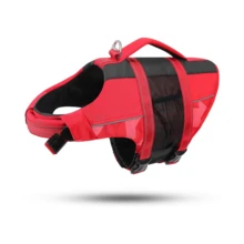 1 pieza Chaleco salvavidas ajustable de alta flotabilidad para perros con tiras reflectantes, dispositivo de flotación durable para mascotas para nadar y navegar, ligero para perros pequeños/medianos/grandes - Rojo - Ver 4
