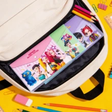 1个动漫K-POP恶魔猎人纽扣收纳袋，学生文具收纳袋，办公文件袋，随机发货 - 彩色 - 查看 3