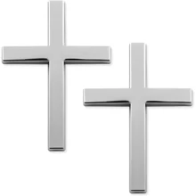 2PCS Reusable Metal Alloy 3D Jesus Christ Cross Car Stickers Self-Adhesive Auto Emblem Decal For Body Fender Silver - A - 查看 1