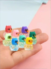 100/50/20/10/1个发光闪光迷你鸭，戴着泰迪熊帽子，惊喜有趣的小礼物，荧光仙境花园装饰，可爱动物微景观，生日桌面装饰配件家居装饰 - A - 查看 5