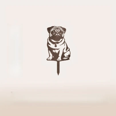 2D Flat, 1pc Vintage Acrylic Cute Pug Dog Acrylic Garden Stake Sculpture - Suitable For Lawn, Planter, Patio, Yard And Outdoor Decor, Outdoor Friendly, Gift For Dog Lovers, Rustic Farmhouse Pet Statue