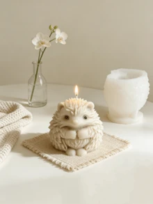 逼真3D坐姿刺猬蜡烛硅胶模具，可爱丰满动物造型，适用于肥皂树脂浇铸，不粘可重复使用DIY工艺模具，可用于制作香薰蜡烛和手工礼品 - A-白色 - 查看 12