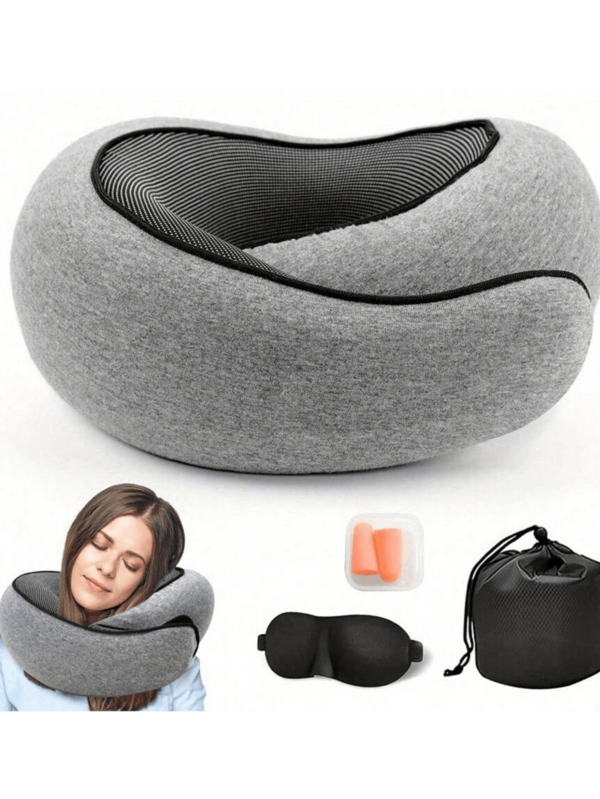 360° Travel Neck Pillow, Memory Foam Airplane Pillow, Soft Foldable Ergonomic U-Shaped Neck Support Travel Pillow For Airplane, Office Nap, Portable Neck Cushion