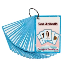 1pc 20pcs Ocean Animal Flashcards, English Learning Early Education Cards, Fun Vocabulary Learning Tool, Waterproof Thick Design With Keyring, Underwater Creature Pattern Recognition Cards, Preschool Educational Cognitive Cards, Parent-Child Interaction English Enlightenment Learning Cards - Multicolor - View 4