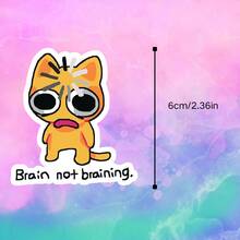 Brain Not Braining Slacker Orange Cat Sticker, Mood Decoration Sticker, Waterproof Vinyl Sticker - Durable Matte Surface, Self-Adhesive Bumper Sticker, Suitable For Cars, Windows, Laptops, Trucks, Water Bottles - Multi-Purpose Durable Design, Car Sticker - one-size - View 3