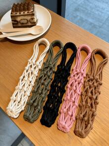 1pc Handmade Woven Water Bottle Bag With Hanging Rope, Non-Slip Protective Cover Suitable For Outdoor Travel , Outdoor Travel, Camping, Hiking, Daily Commute, Cup Storage - Multicolor - View 6