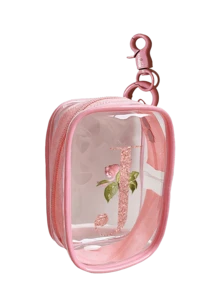 Portable Mini Transparent Zipper Storage Bag, Compact Multifunctional Storage Bag, Headphone Charger Storage Cassette Keychain, Transparent Travel Accessories, Exquisite And Compact, Suitable For Storing Small Items, Data Cable Storage Bag, Bracelet Storage Bag, Makeup Bag, Sparkling Pink Flower Letter A To Z Pattern (Zipper Style And Color Random) - Multicolor - View 12