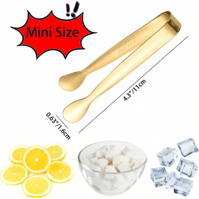 8 قطع/1 قطعة مشابك معدنية ذهبية صغيرة، مشابك صغيرة من الفولاذ المقاوم للصدأ بطول 4.3 بوصة، اكسسوارات مطبخ صغيرة مناسبة للأطعمة والمكعبات الثلجية ومكعبات السكر والسلطات والشواية والحلويات، هدية عيد الميلاد، اكسسوارات المطبخ