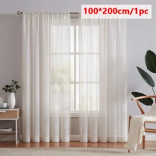 1 tấm rèm cửa mỏng nhẹ, kiểu dáng hiện đại, màu trắng, chất liệu vải lanh, thích hợp cho phòng khách, phòng ngủ, nhà nghỉ dưỡng, rèm bán trong suốt, phong cách trung cổ. - trắng - Xem 9