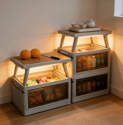 Car Home Camping Universal Foldable Storage Box With Wheels Lockable Lift-Top Storage Organizer For Multi-Scene Use