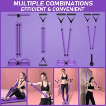 Foot Pedal Resistance Band, Adjustable Pedal Ankle Puller Resistance Band With Handle, Multifunction Home Gym Equipment, Stirrup Puller For Men Women For Full Body Exercise - Purple - View 4