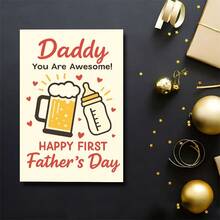 1pcHappy First Fathers Day Card For New Dads Celebrate And Appreciate With A Fun Design Perfect Gift From Partners Family And Friends For Dad On His Special DayEnvelope + Card - Multicolor - View 5