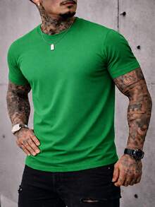 Men's Basic Crew Neck T-Shirt, Premium Cotton, 20 Color Options To Choose From - GREEN FLAG CAM - View 1