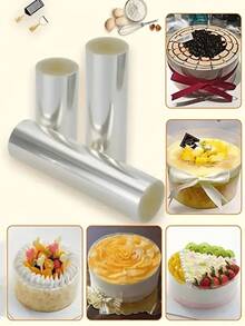1 Roll Extra Long Transparent Cake Edging, Made Of PET Material, Cake Packaging Film, Used For Decorating Mousse, Chocolate Pastries, Baking Tools, Cake Decorations, Kitchen Supplies - Easily Make Delicious Cakes - White - View 3