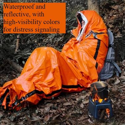 4pcs Emergency Sleeping Bag Set (Includes 2 Sleeping Bags + 2 Survival Whistles), Survival Shelter Bag, Mylar Thermal Emergency Blanket, Lightweight Portable Shelter Gear, Suitable For Camping, Hiking, Outdoor Activities, Backpacking