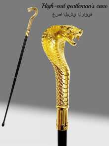 1pc Dual-Tone Metallic Snake-Shaped Walking Cane, Rhombus Retro Pattern Foil Print, Mediterranean Metal Material, Gothic Anime Cosplay Scepter, British Gentleman's Cane, Suitable For Daily Use, Great Gift - Multicolor - View 13