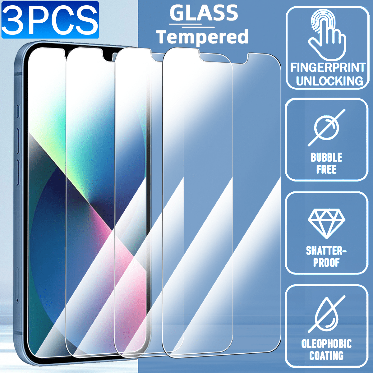 3片装高清钢化玻璃屏幕保护膜，兼容 17、16、15、14、13、12、11 Pro Max、Mini、XR、XS Max、SE2、SE3、8、7、6 Plus、17e、16e，支持面容ID，防刮防摔，保护您的手机，手机配件 - 無色 - 查看 33