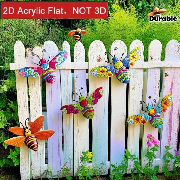 4pcs New Acrylic Bee Wall Decor - Colorful Garden Art, No Electricity Needed Outdoor/Indoor Hanging Decoration, Suitable For Fence, Yard, Farm - Durable Acrylic Bee Sculpture With Floral Decor, Double-Sided Colorful, Bee Decorations, Yard Decor, Suitable For 11 Holidays
