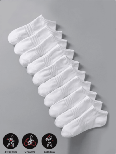 5/10 Pairs Women's White Vertical Striped Socks, Minimalist Fashion, Versatile, Breathable & Odor-Resistant