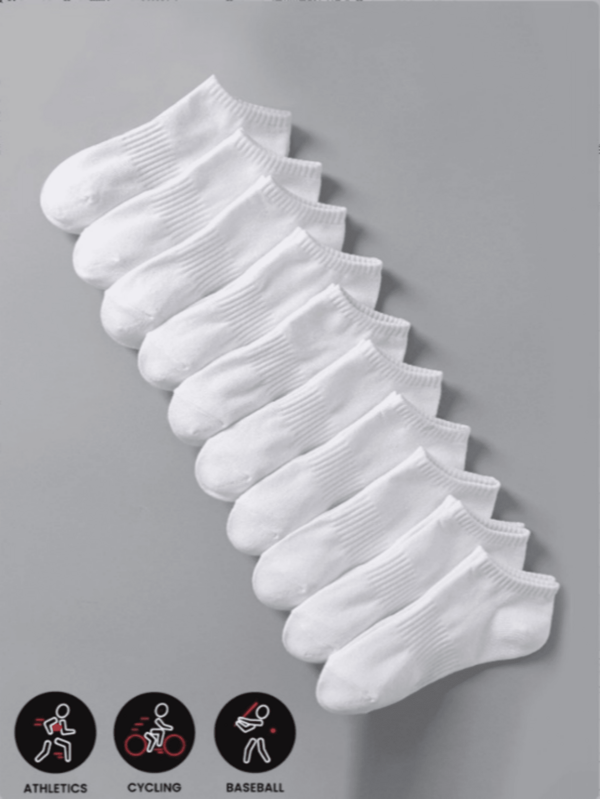 5/10 Pairs Women's White Vertical Striped Socks, Minimalist Fashion, Versatile, Breathable & Odor-Resistant