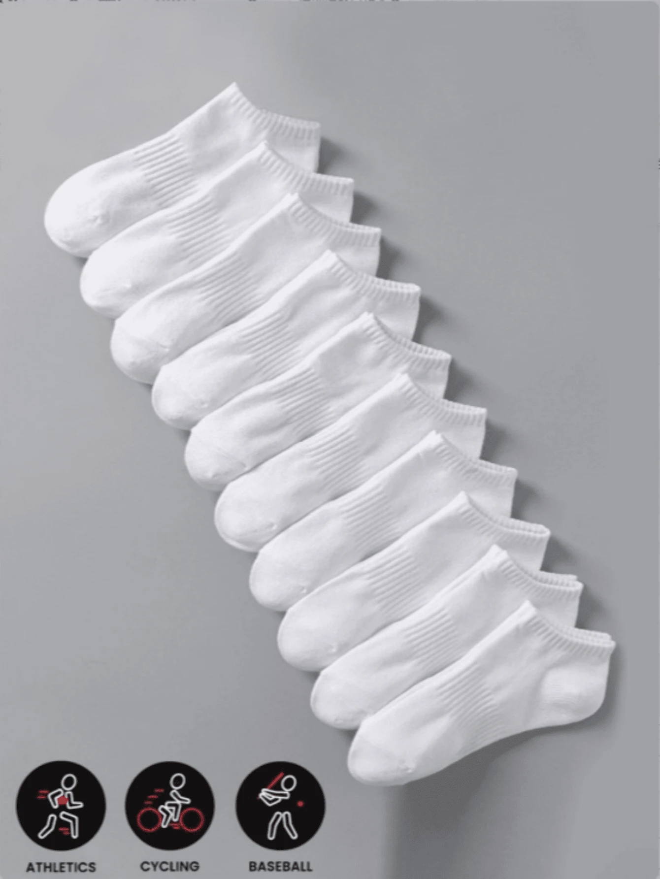 5/10双装女士白色竖条纹袜子，简约时尚，百搭透气，防臭 - 白色 - 查看 1