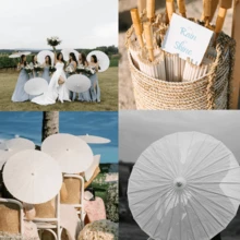 1 chiếc ô giấy trắng, ô cưới cán gỗ, phụ kiện chụp ảnh tự làm trang trí, món quà tuyệt vời nhất cho tiệc cưới. - Nhiều màu - Xem 8