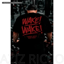 Oversized WAKE WAKE T-Shirt, 100% Cotton, Streetwear, Gym, Unisex - 黑色 - 查看 4