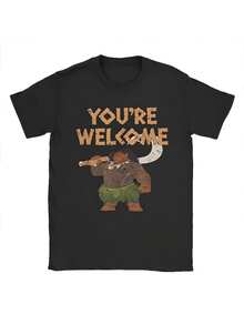 MoanaS Maui Confident Pose You're Welcome Graphic Print T Shirt Men   Cottonssssssssssss  Tee Shirt Clothing Vacation Outfits Men - Black - View 1