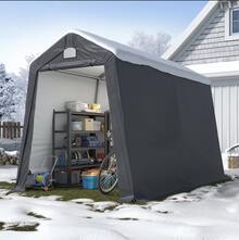 Outdoor Storage Shed Tent,Heavy-Duty Portable Canopy,Waterproof Carport Garage Shelter With Roll-Up Zipper Door & Vents, UV-Resistant Canopy For Motorcycle, Bike, Lawn Mower, Tools, Gray - A - 查看 1