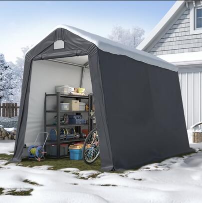 Outdoor Storage Shed Tent,Heavy-Duty Portable Canopy,Waterproof Carport Garage Shelter With Roll-Up Zipper Door & Vents, UV-Resistant Canopy For Motorcycle, Bike, Lawn Mower, Tools, Gray