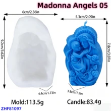 1PC Religious Jesus Virgin Mary Silicone Candle Molds - Holy Family Jesus Nativity Angel Cherub Christian Catholic DIY Candle Making Moulds For Home Church Decor Gifts - A-White - View 18
